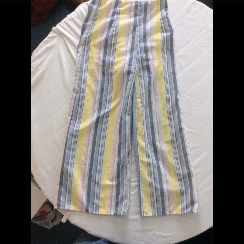 Blue Blush Multicolor Striped Capris